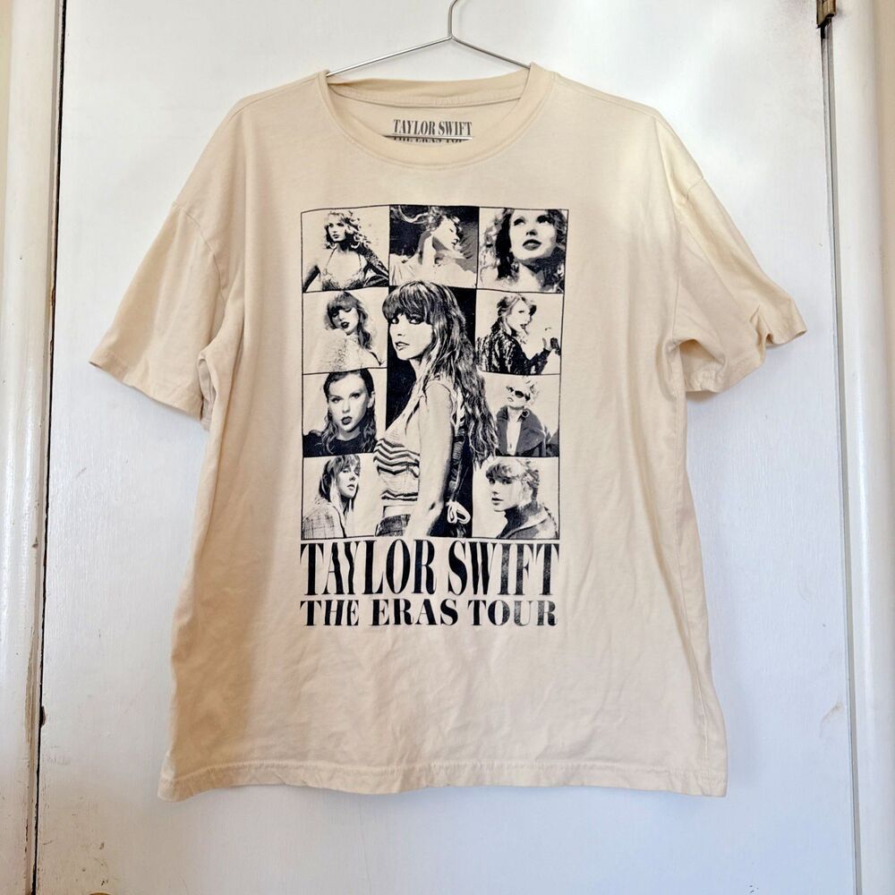 Taylor Swift Eras Tour Official Merch T-Shirt Cream Graphic Concert Tee Pop Med